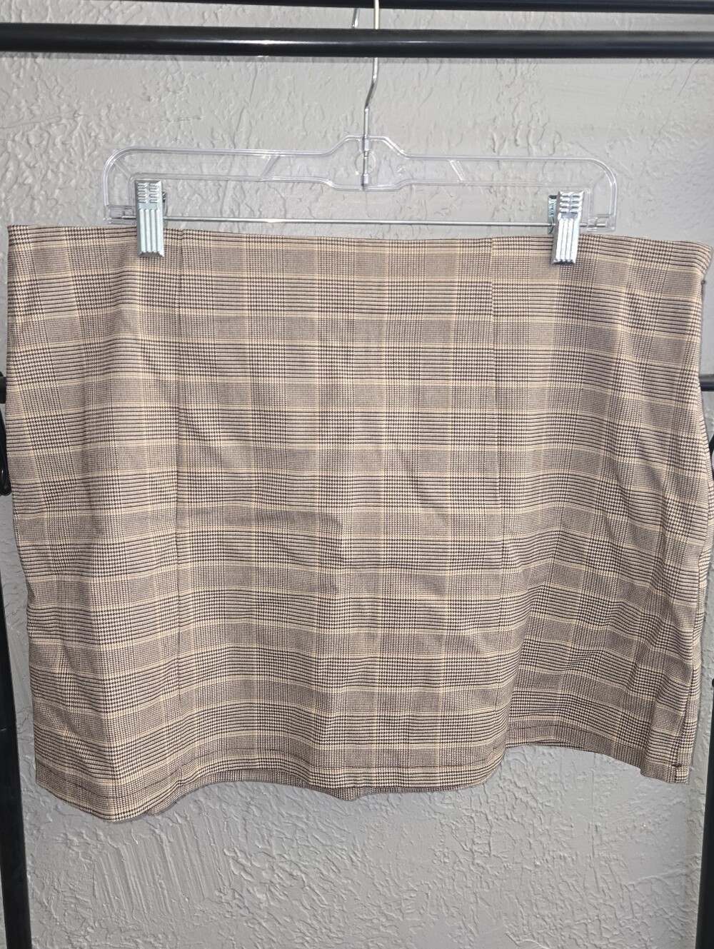 No Boundaries Plaid Beige Mini Skirt